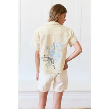 Embroidered Floral Blouse with Collar