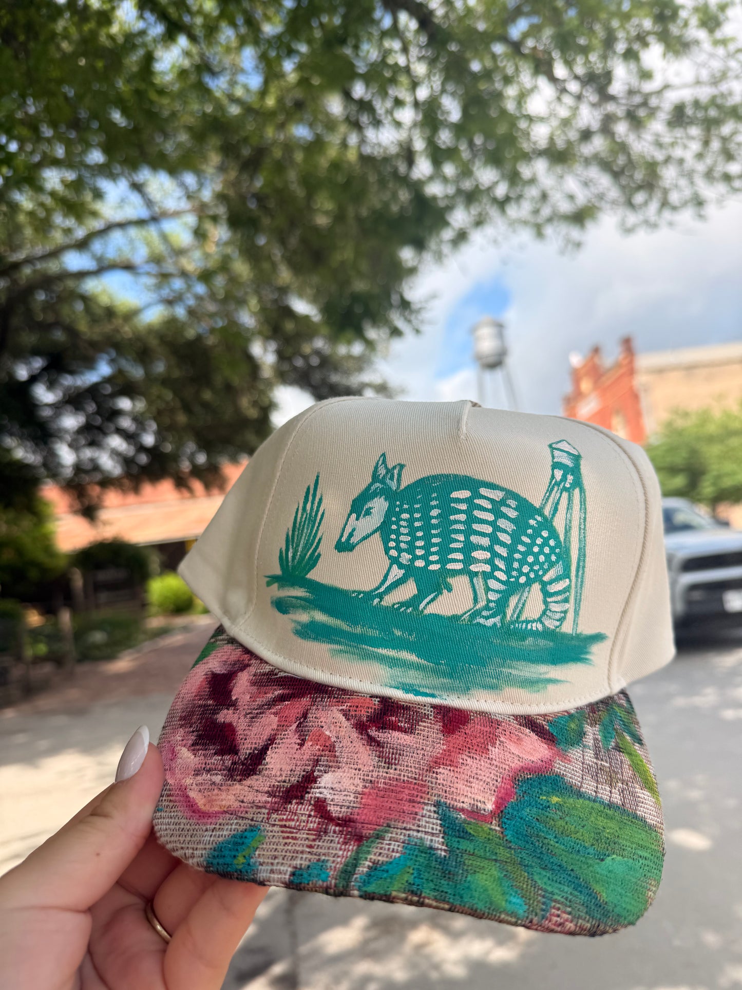 Hand Painted Armadillo Trucker Hat