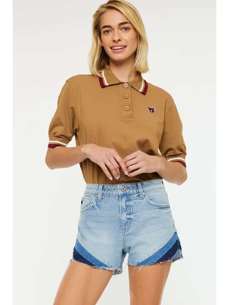 Chevron Color Block High Rise Shorts