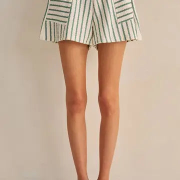 Textured Stripe Pocket Shorts