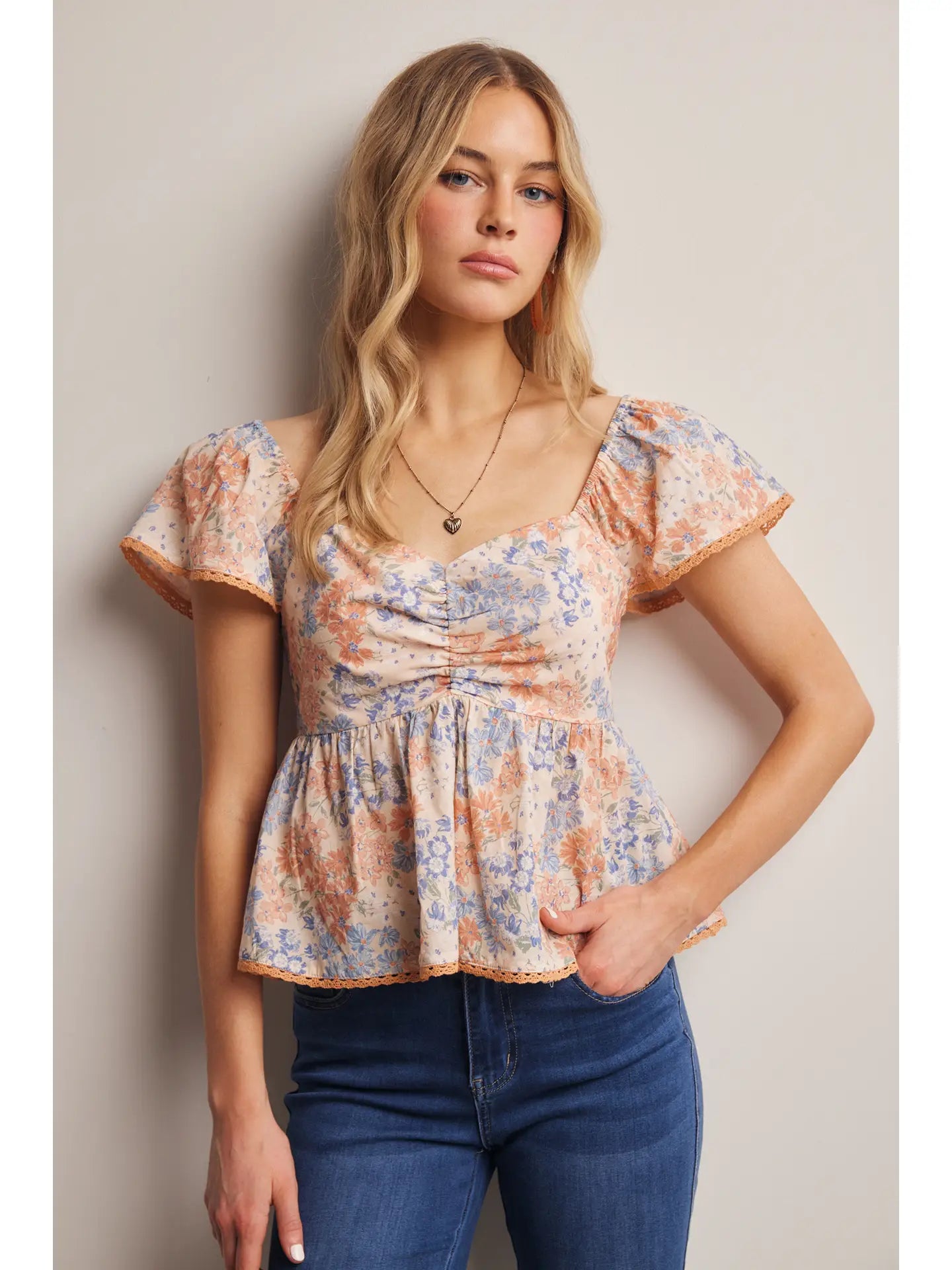 Floral Print Babydoll Top