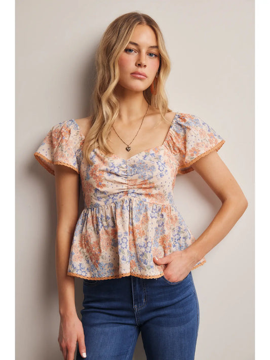 Floral Print Babydoll Top