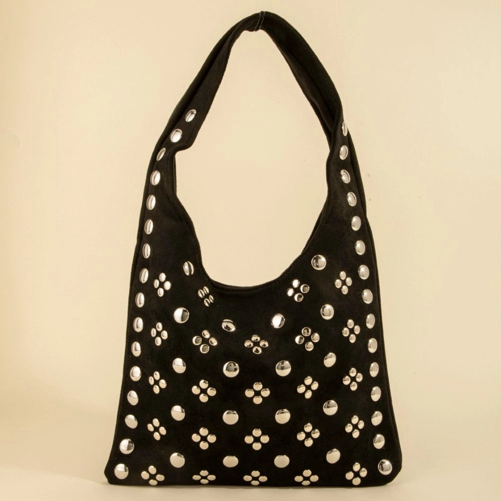 Studded Rivets Hobo Shoulder Bag