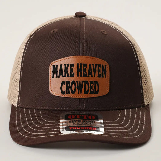 Make Heaven Crowded Leather Patch Mesh Back Trucker Hat