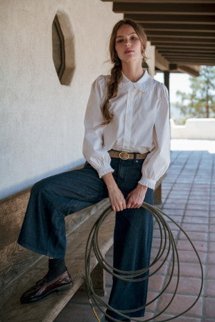 Ruffle Accent Button Down Lovely Shirt