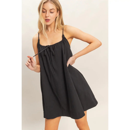Gathered Tie Strap Dress