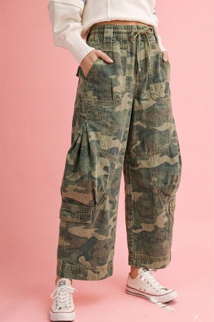 Washed Denim Camo Jogger Pants