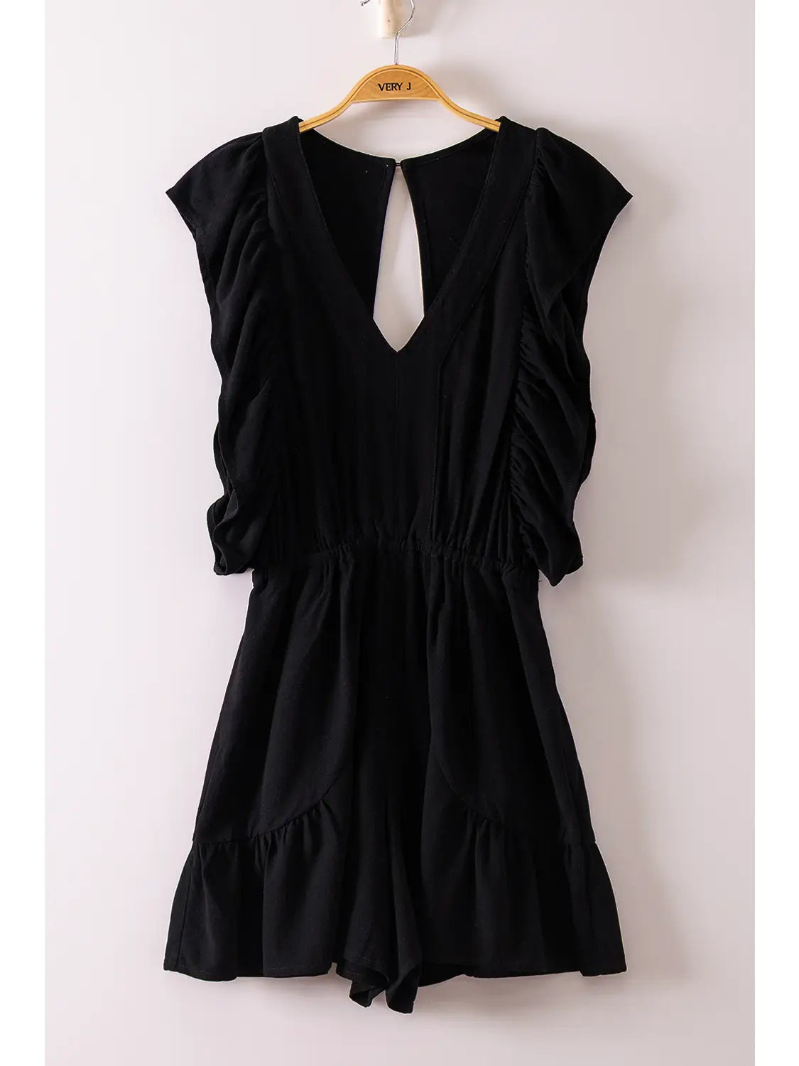 Back Cutout Detail Ruffled Romper