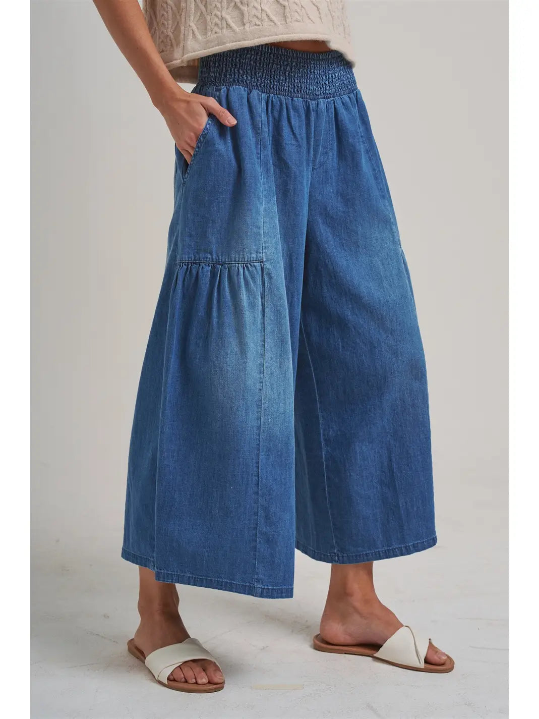 Relaxed Wide Flared Leg Boho Western Denim Pant
