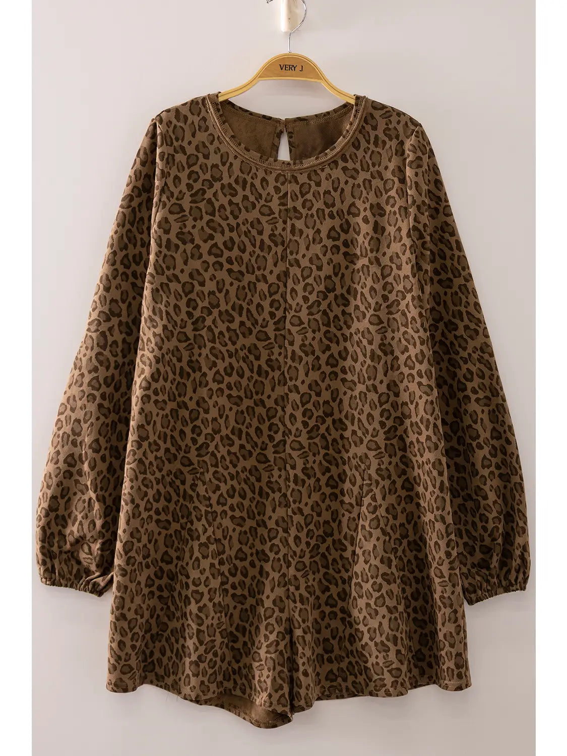 Leopard Print Long Sleeve Romper