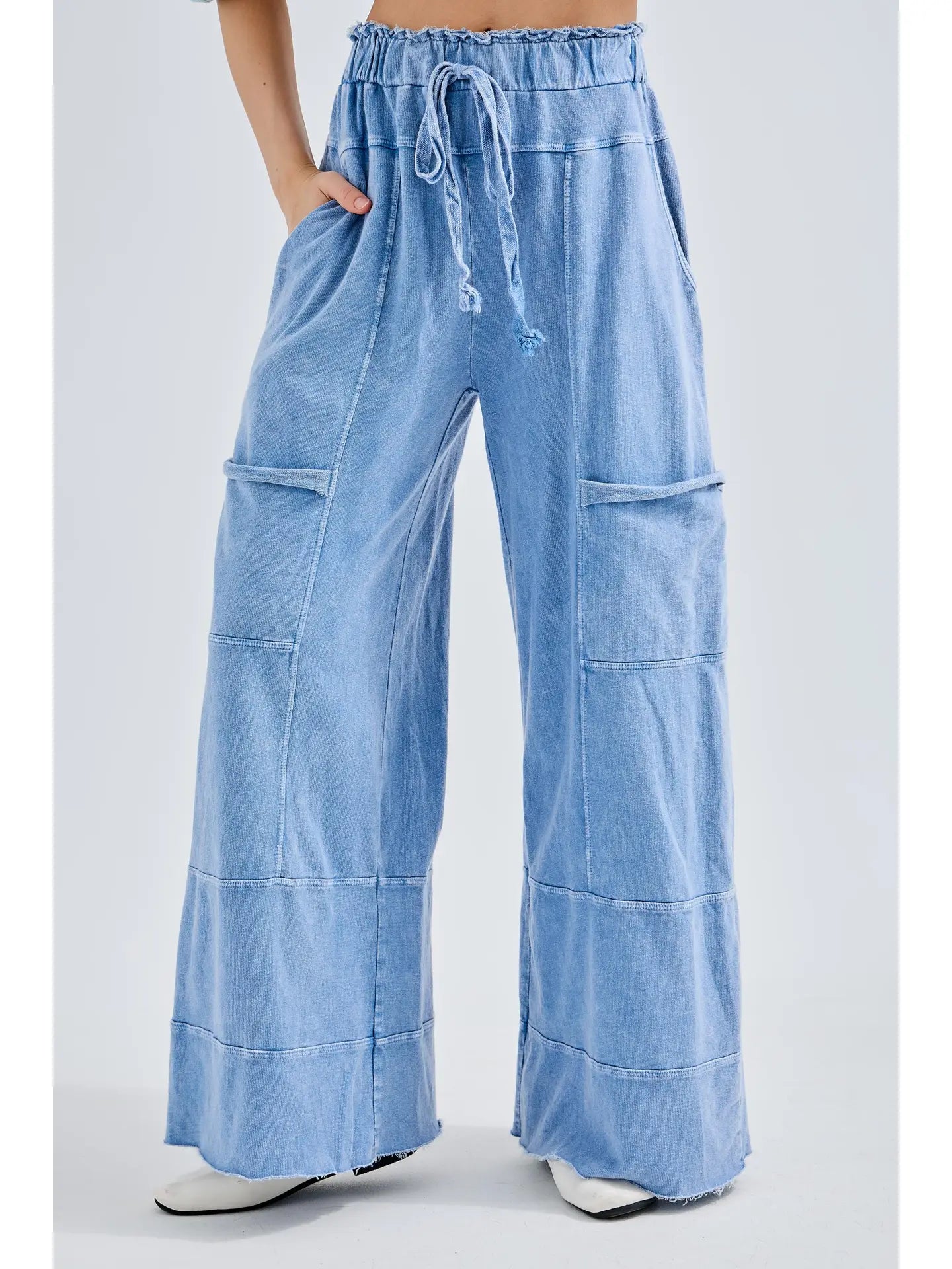 Mineral Wash Wide Leg Pants
