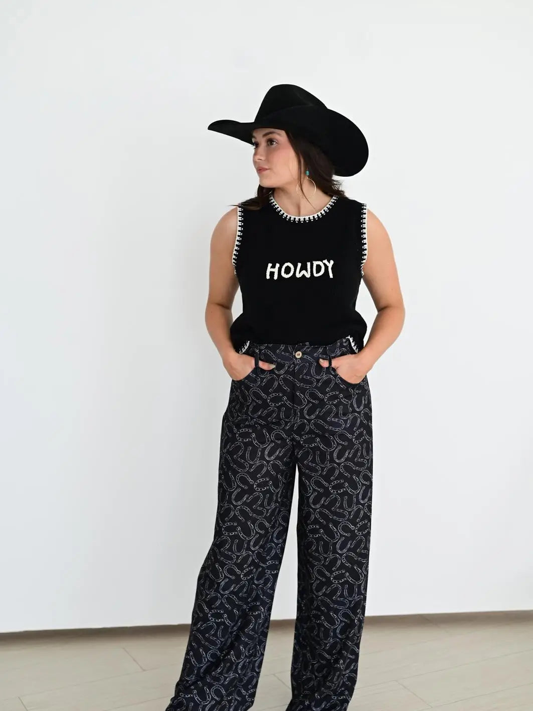 Black Horseshoe Pants