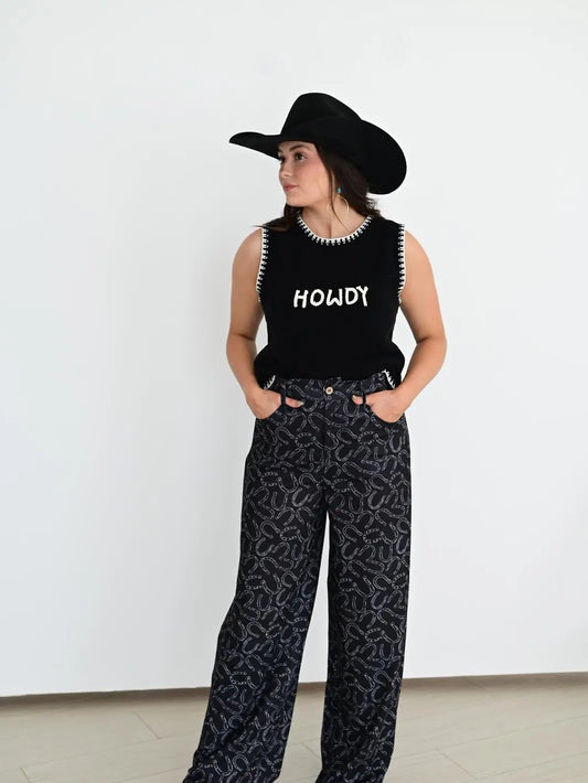 Black Horseshoe Pants