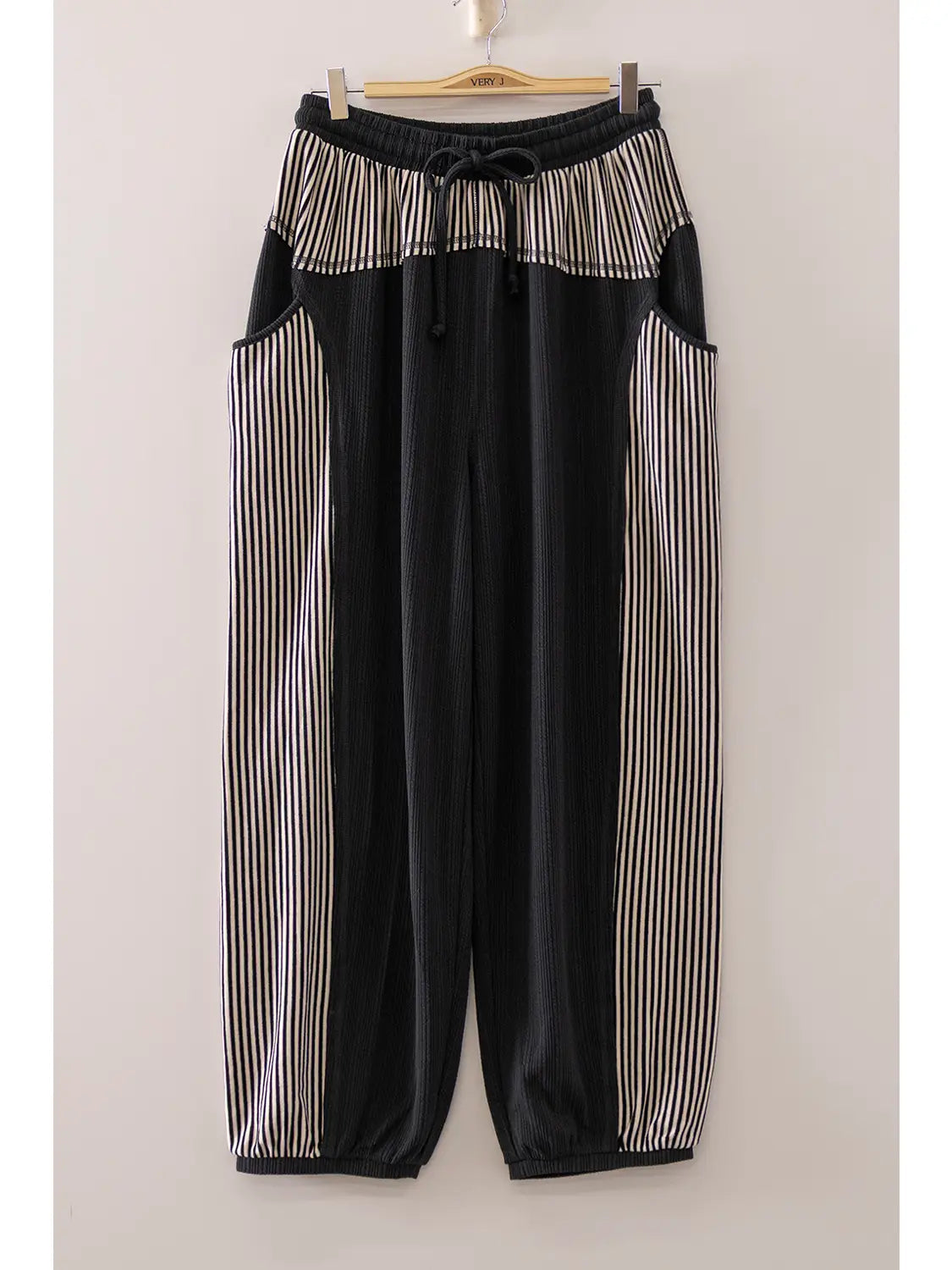 Contrast Striped Panel Drawstring Jogger Pants
