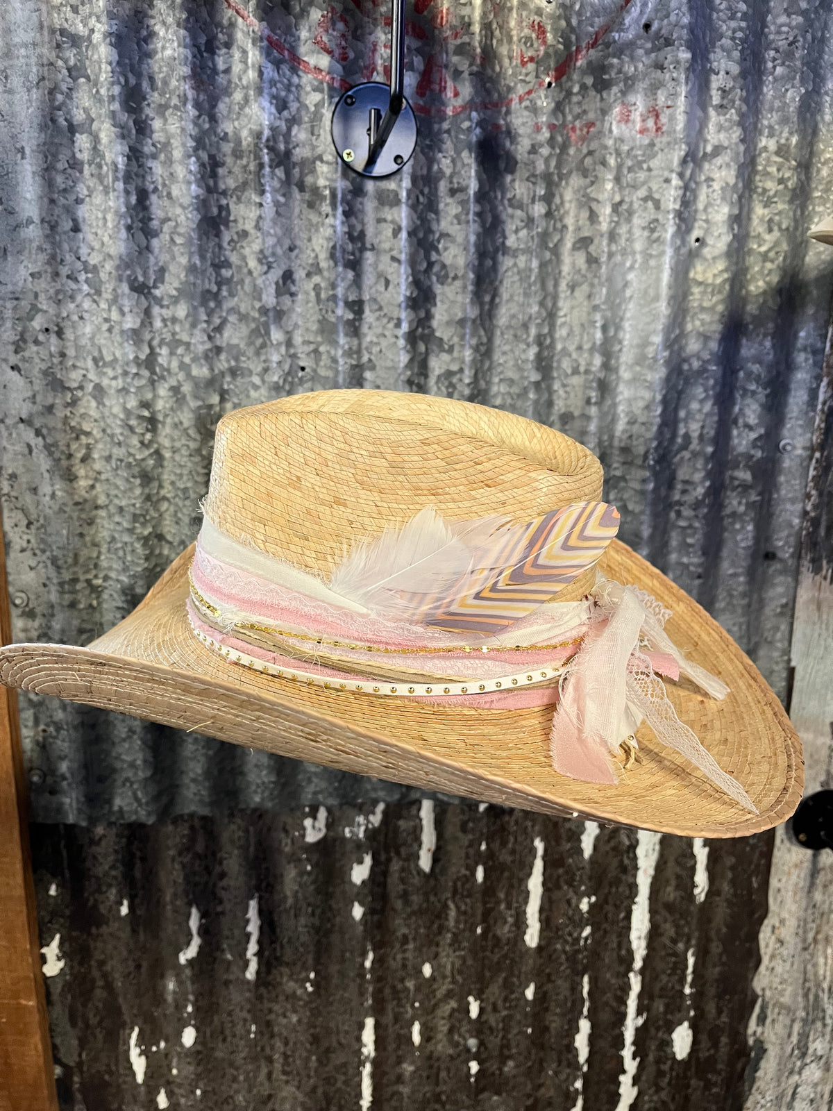 Straw Pink Lace Hat Kendall Co