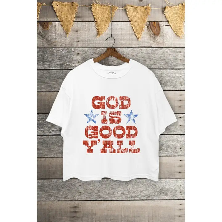 God Is Good Graphic Print Boxy Crop Tee