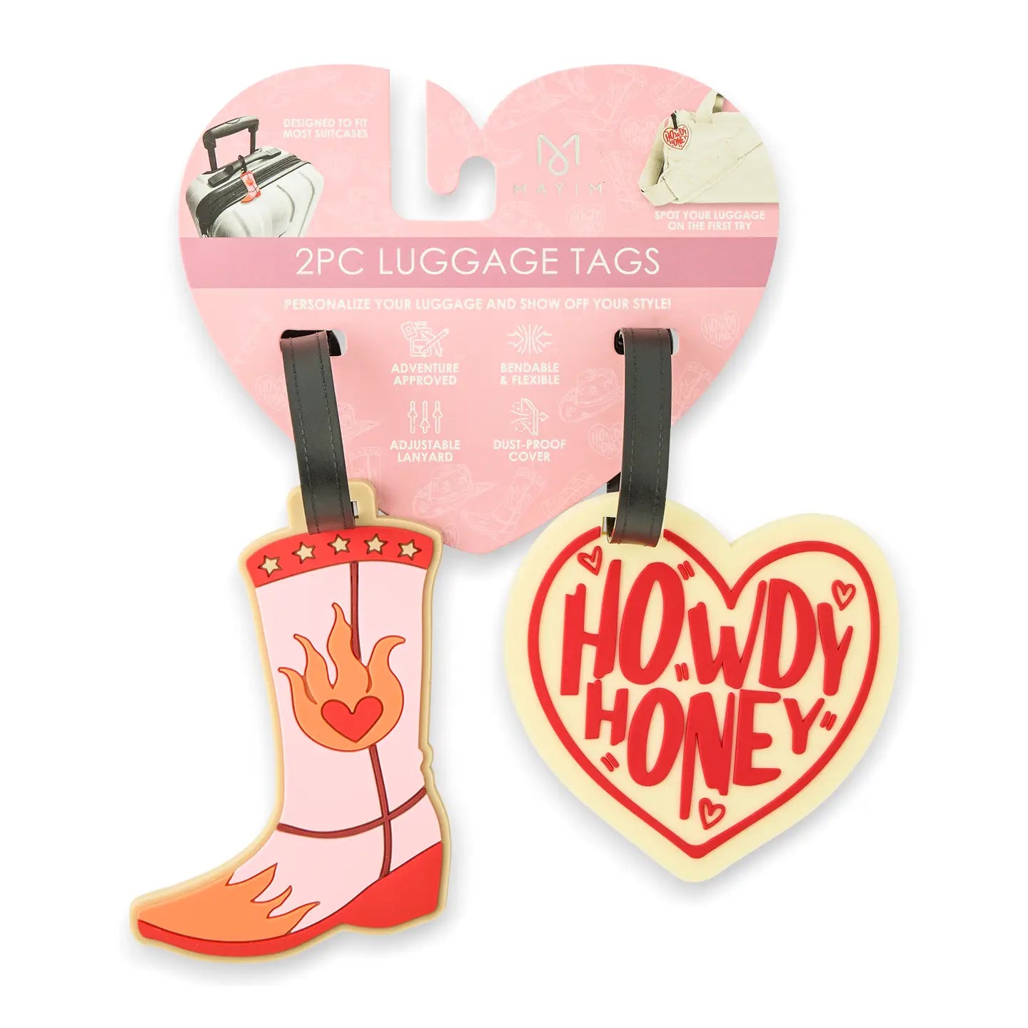 2pk Luggage Tags - Fire Cowgirl/Heart