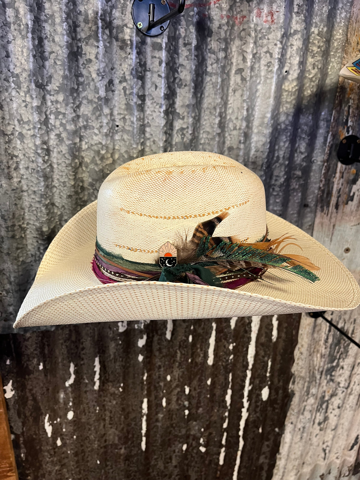 Straw Feathered Hat Kendall Co