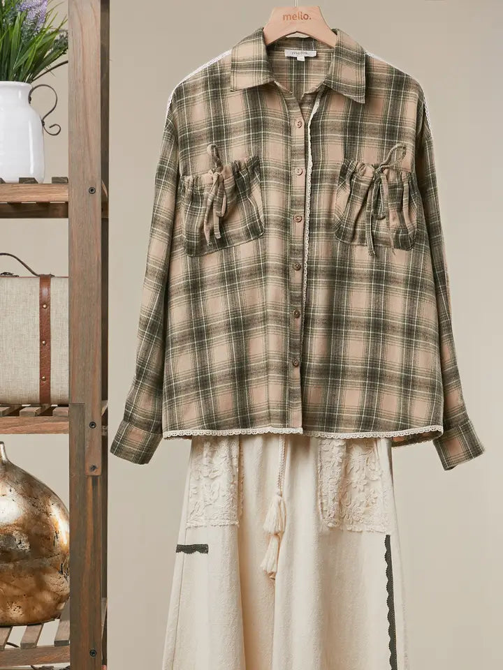 Sun washed Check Utility Pocket Shirt