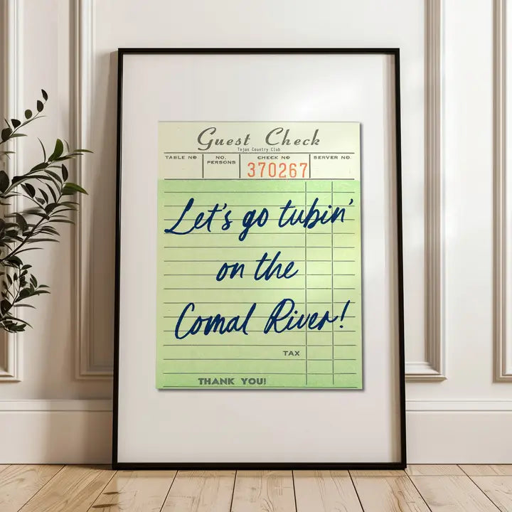 Let's Go Tubin' On the Comal River Guest Check Print