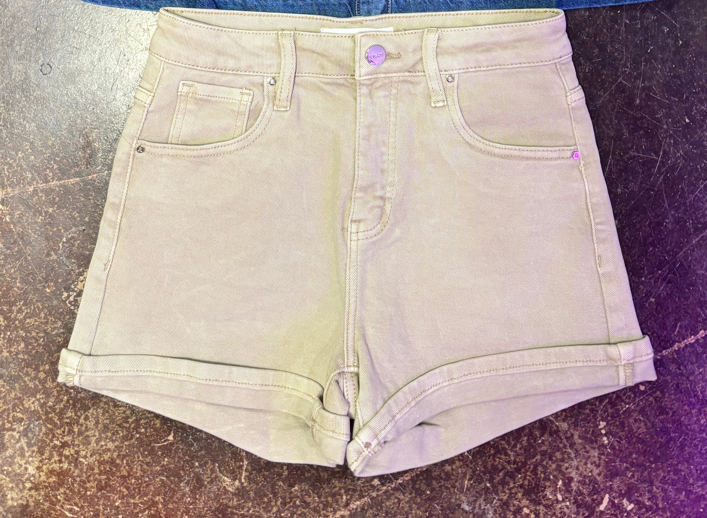 Sand High Rise Cuffed Shorts