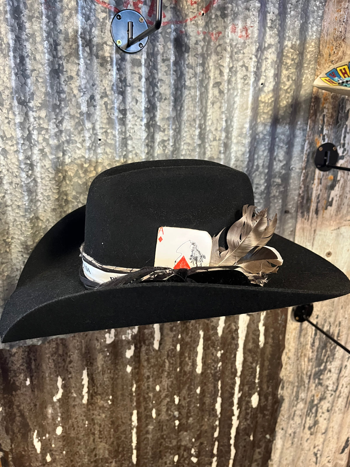 Black Feather & Card Hat Kendall Co