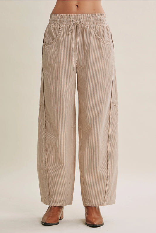 All About Comfort Elastic Stripe Barrel Pants