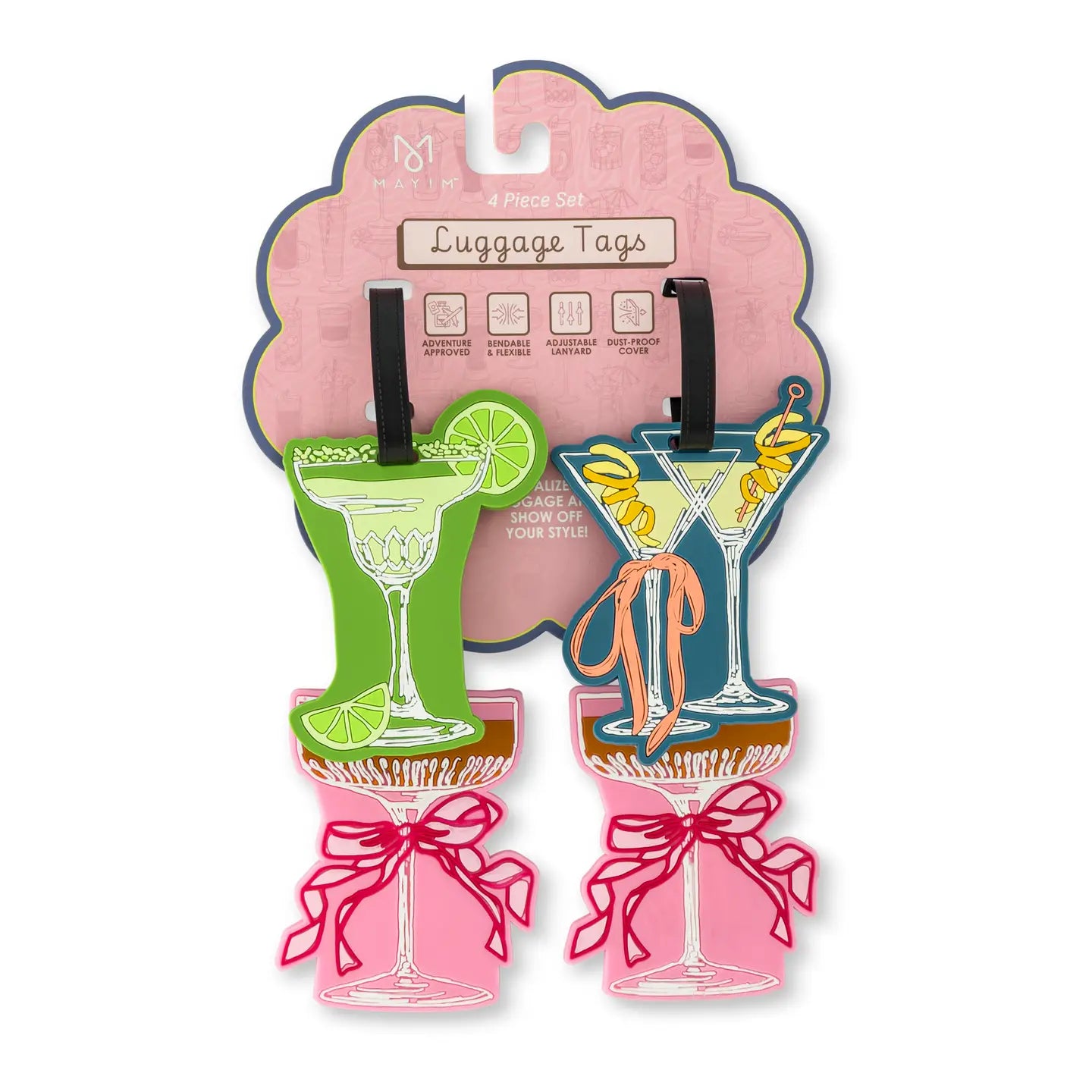 4pk Luggage Tags - Martini Bows