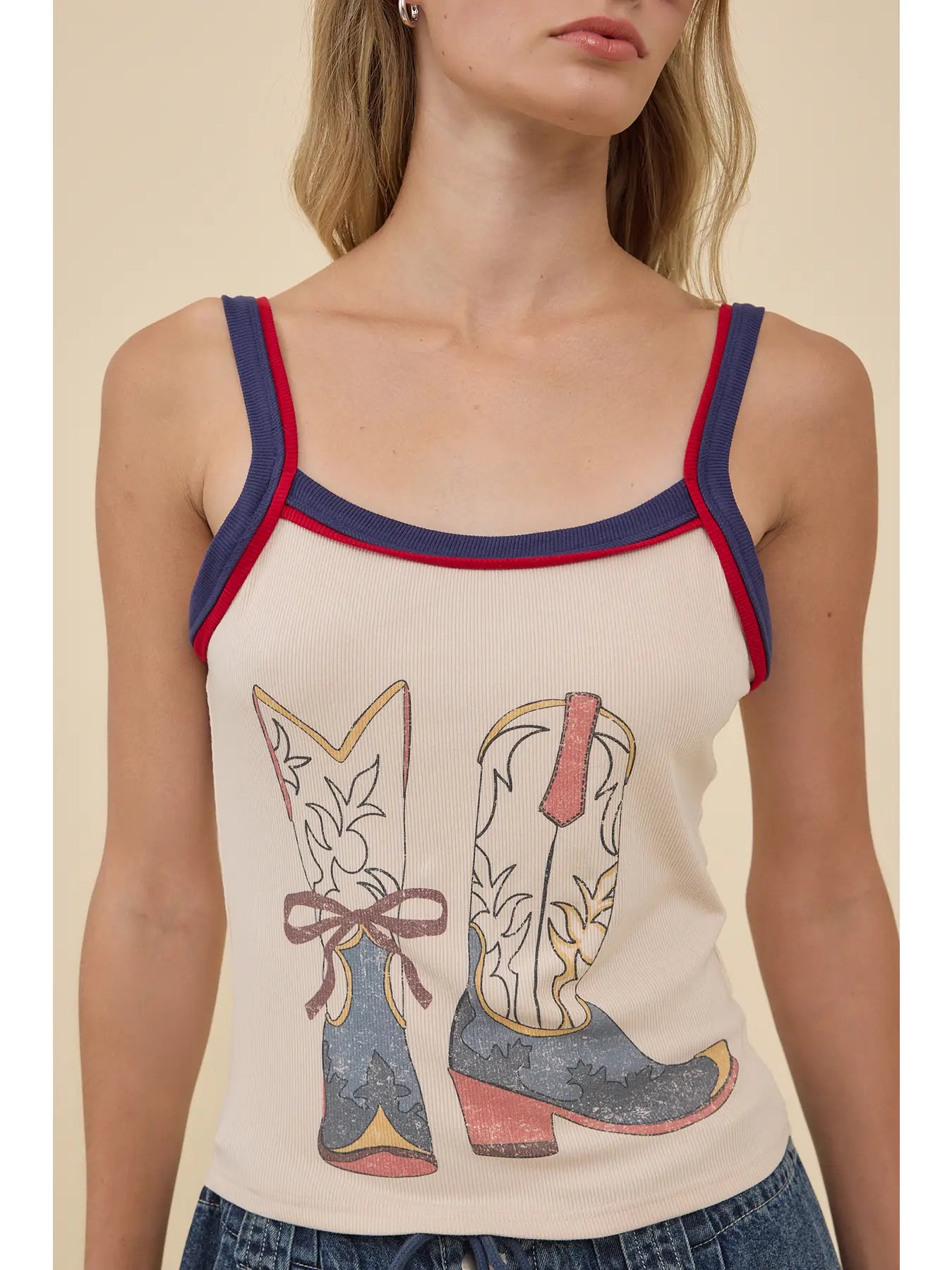 Vintage Cowboy Boots Graphic Rib Tank