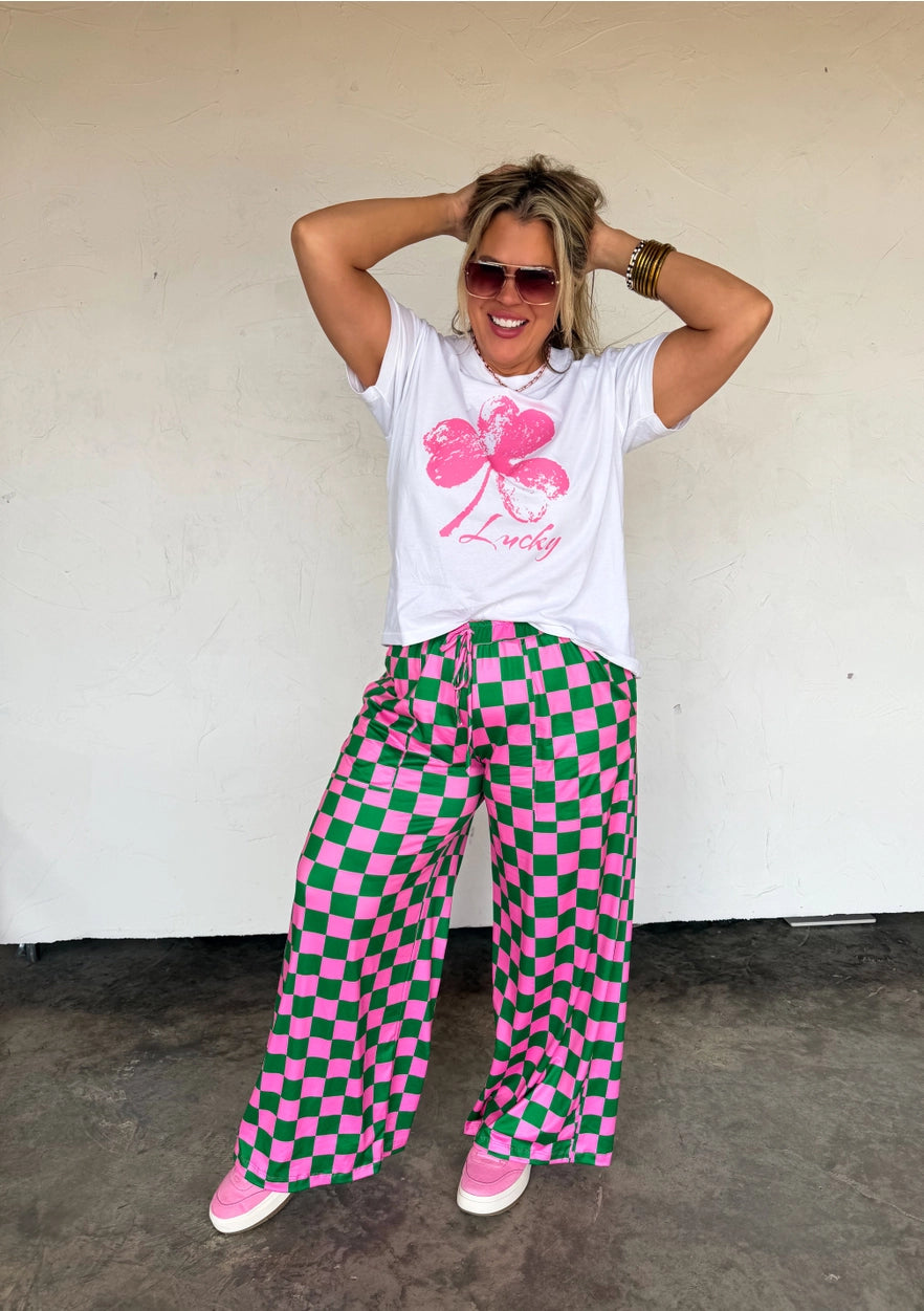 Checker Wide Leg Pants