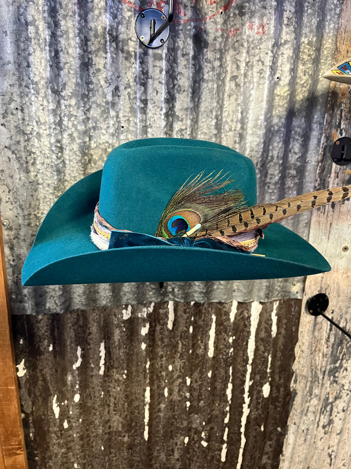 Teal Peacock Hat Kendall Co