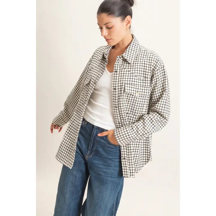 Plaid Button-Up Shirt