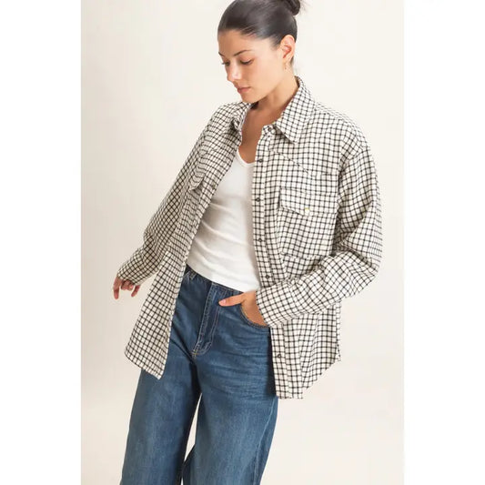 Plaid Button-Up Shirt