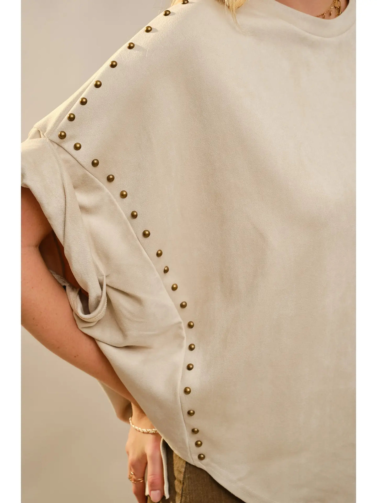 Studded High Low Oversized Tee