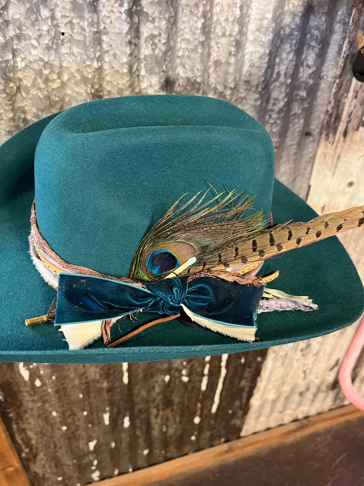 Teal Peacock Hat Kendall Co