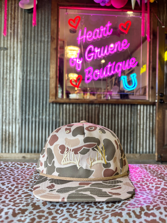 Deer Antler Flat Bill Trucker Hat