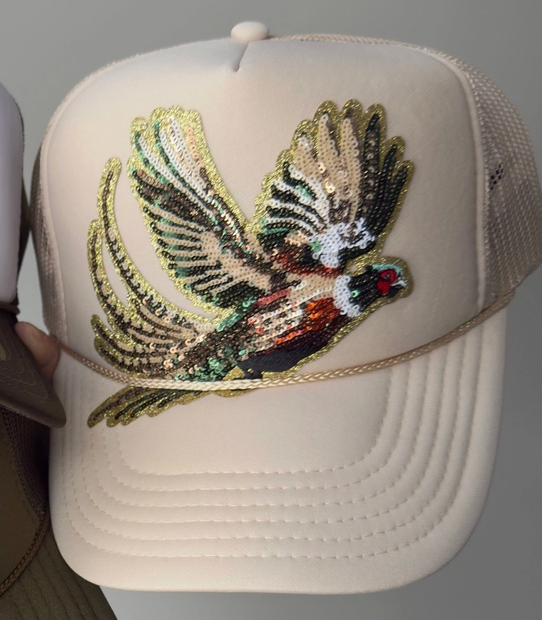Fly Girl Sequin Pheasant Trucker Hat