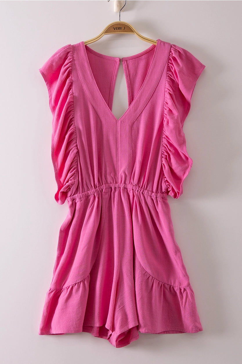 Back Cutout Detail Ruffled Romper
