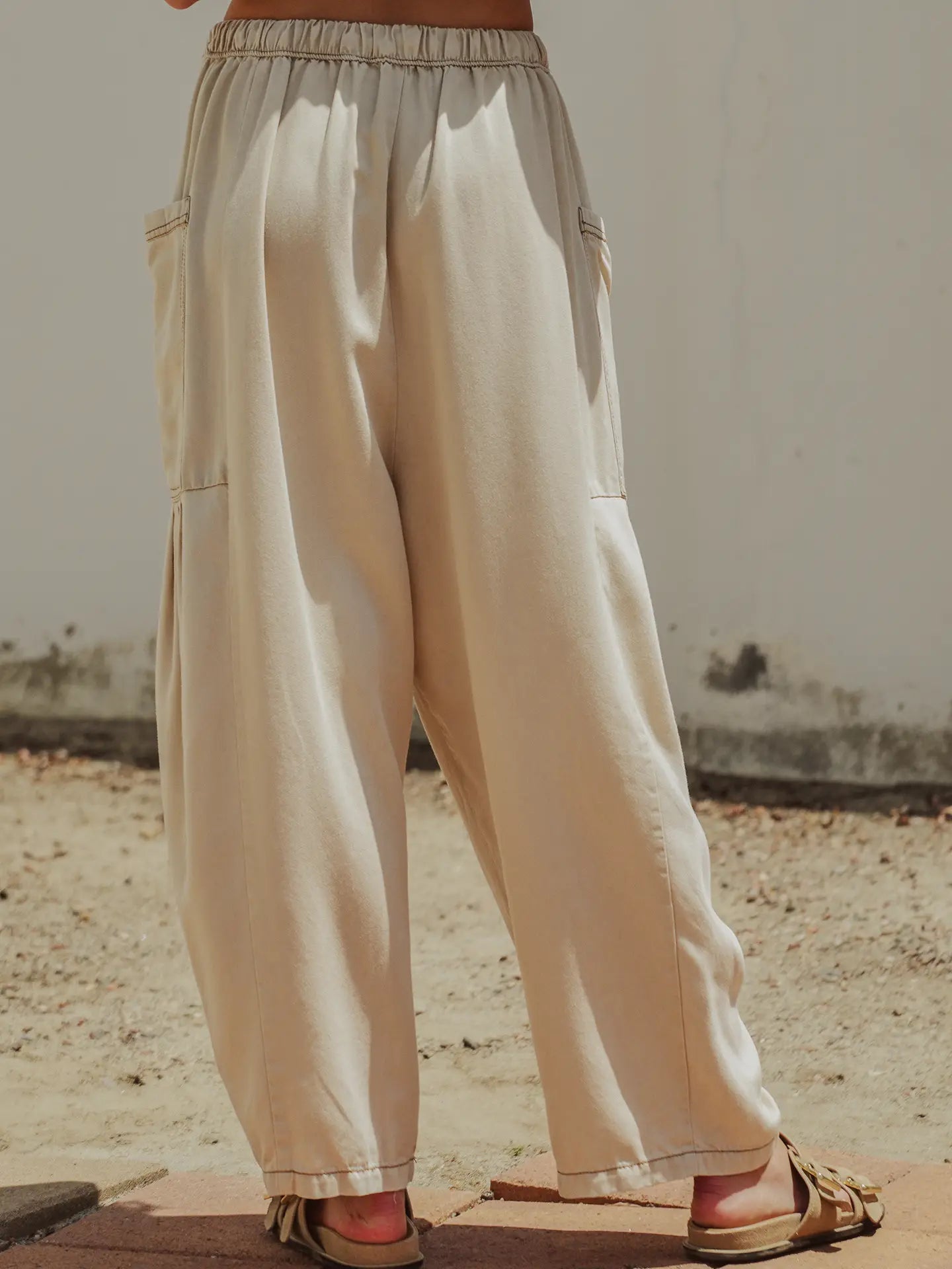 Washed Utility Wide-Leg Pants