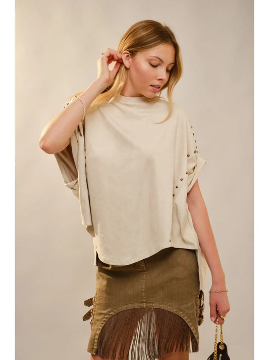 Studded High Low Oversized Tee
