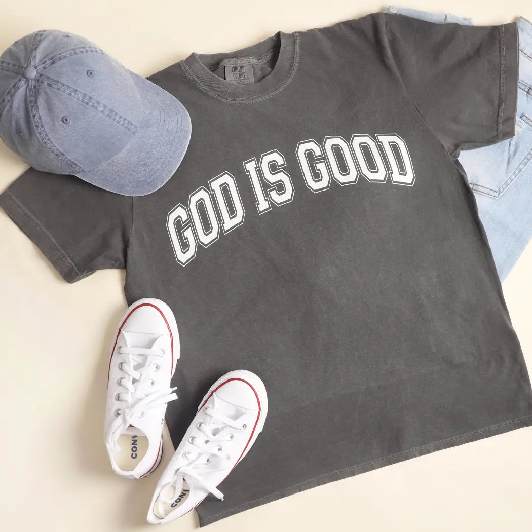 God Is Good Varsity-Style Heavy T-Shirt