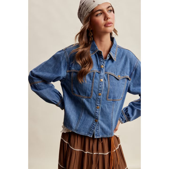 Contrast Stitch Denim Jacket