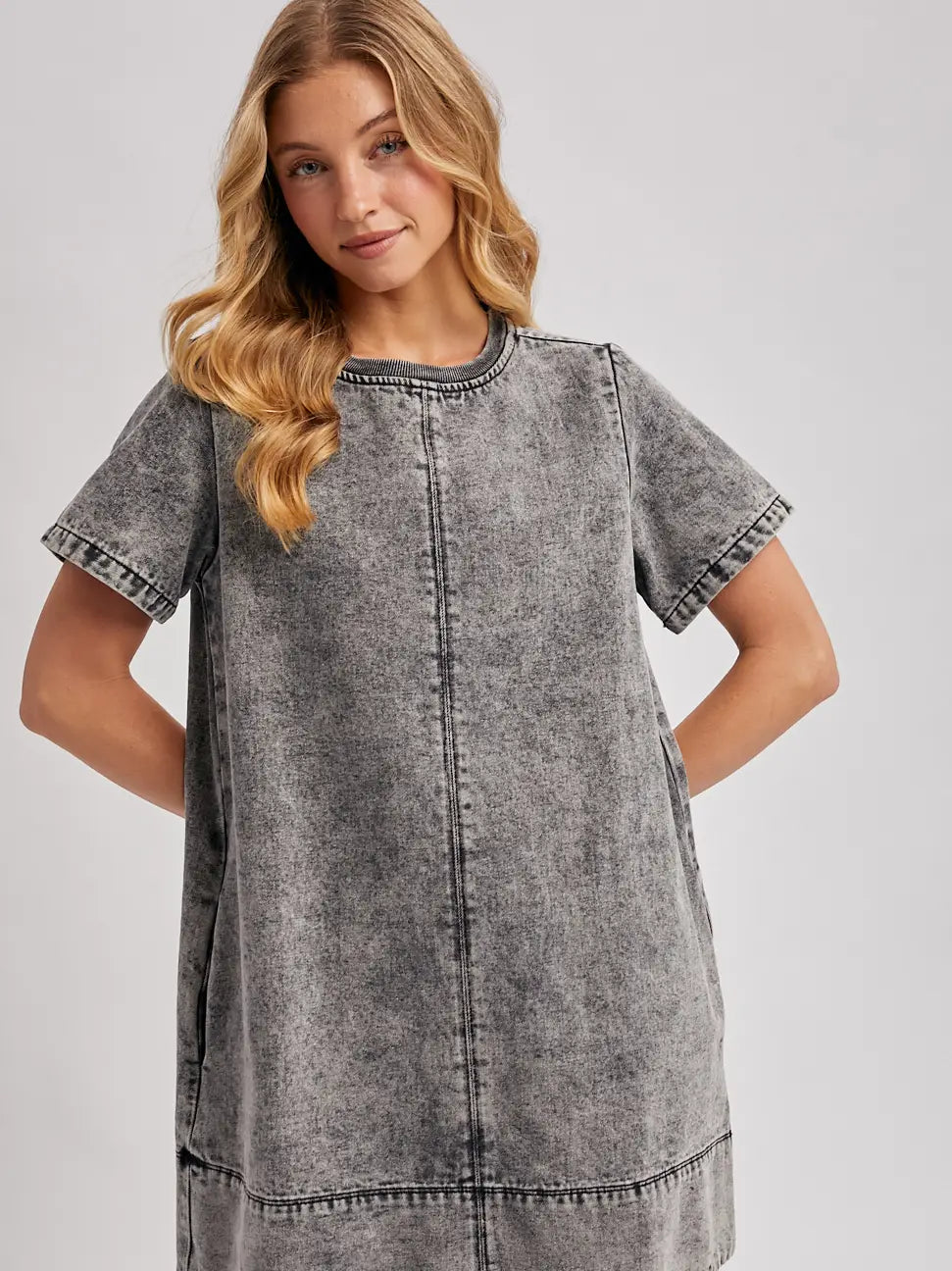 Washed Black Denim T-Shirt Dress