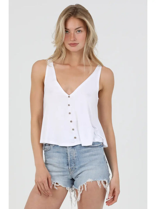 Button Up White Tank Top