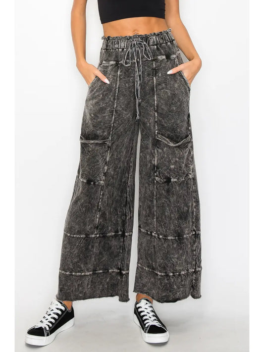 Mineral Wash Wide Leg Pants