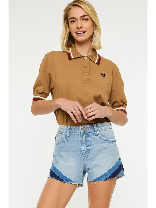 Chevron Color Block High Rise Shorts