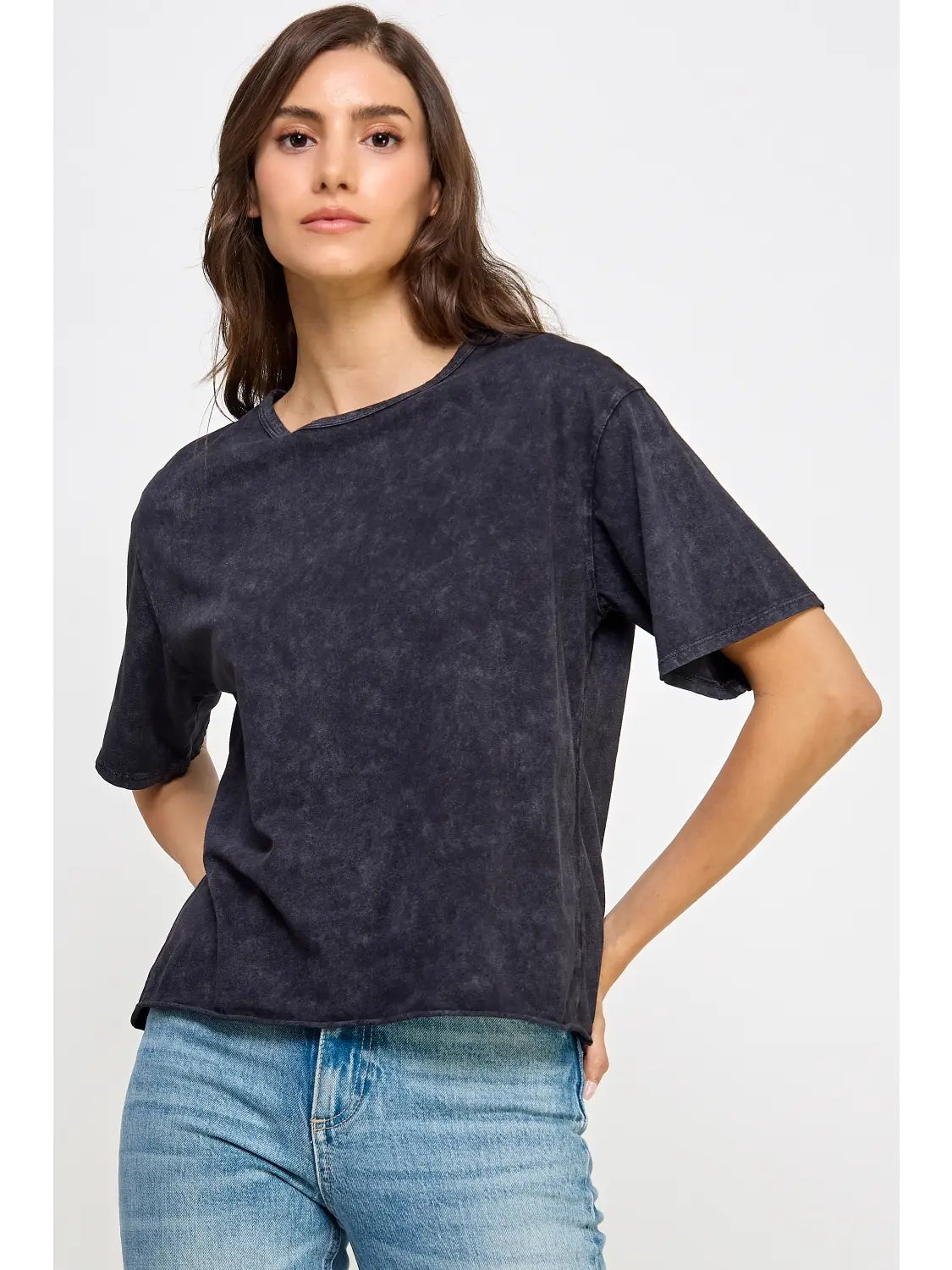 Mineral Washed Long Cropped T-Shirt