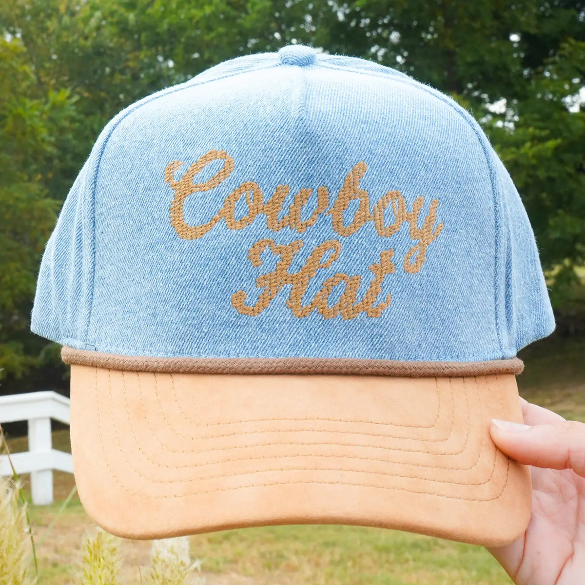 Cowboy Hat Denim Trucker Hat