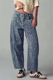 Leopard Camo Denim Barrel Pants