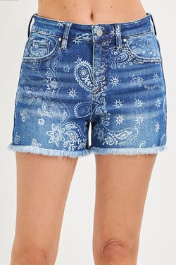 High Rise Paisley Printed Shorts